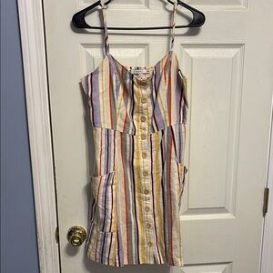 Lush Striped Button-Down Linen Dress